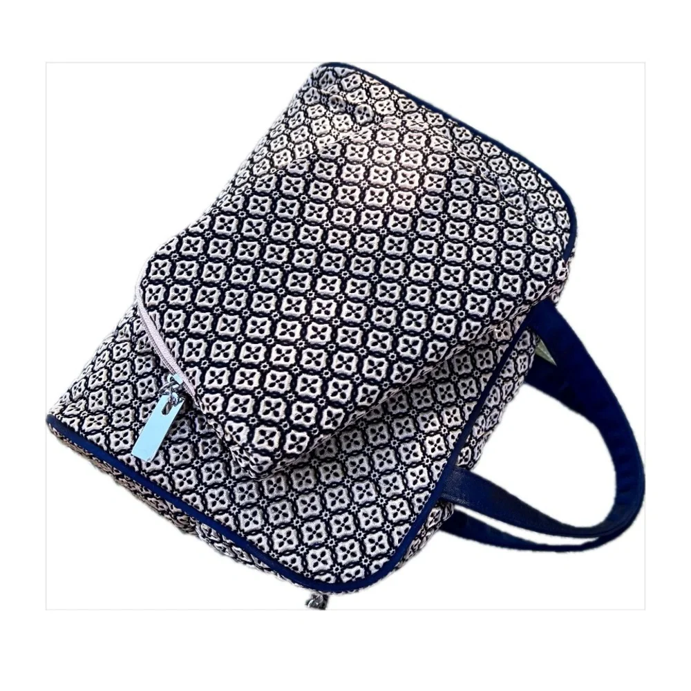 COSMETIC Bag Set NEW Black & Tan with Pattern